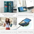 thumbnail image 5 of Feishell Durable 2- In-1 Magnetic Detachable Wallet Case for Google Pixel 9 / 9 Pro,for Women Men,Premium PU Leather Zipper Pocket Flip Multi Card Slots Purse Phone Case with Wrist Strap,Green, 5 of 7