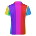 thumbnail image 5 of Rainbow Stripes Men Zipper T-shirt Summer Casual Short Sleeve T-shirt Top, 5 of 7