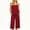 Wine, variant on ibuvkizy Women's 2 Piece Linen Outfit Set,Sleeveless Adjustable Spaghetti Strap Camisole Tops Elastic Waist Cropped Wide Leg Capri Pants with Pockets,Casual Loose Loungewear for Summer Beach