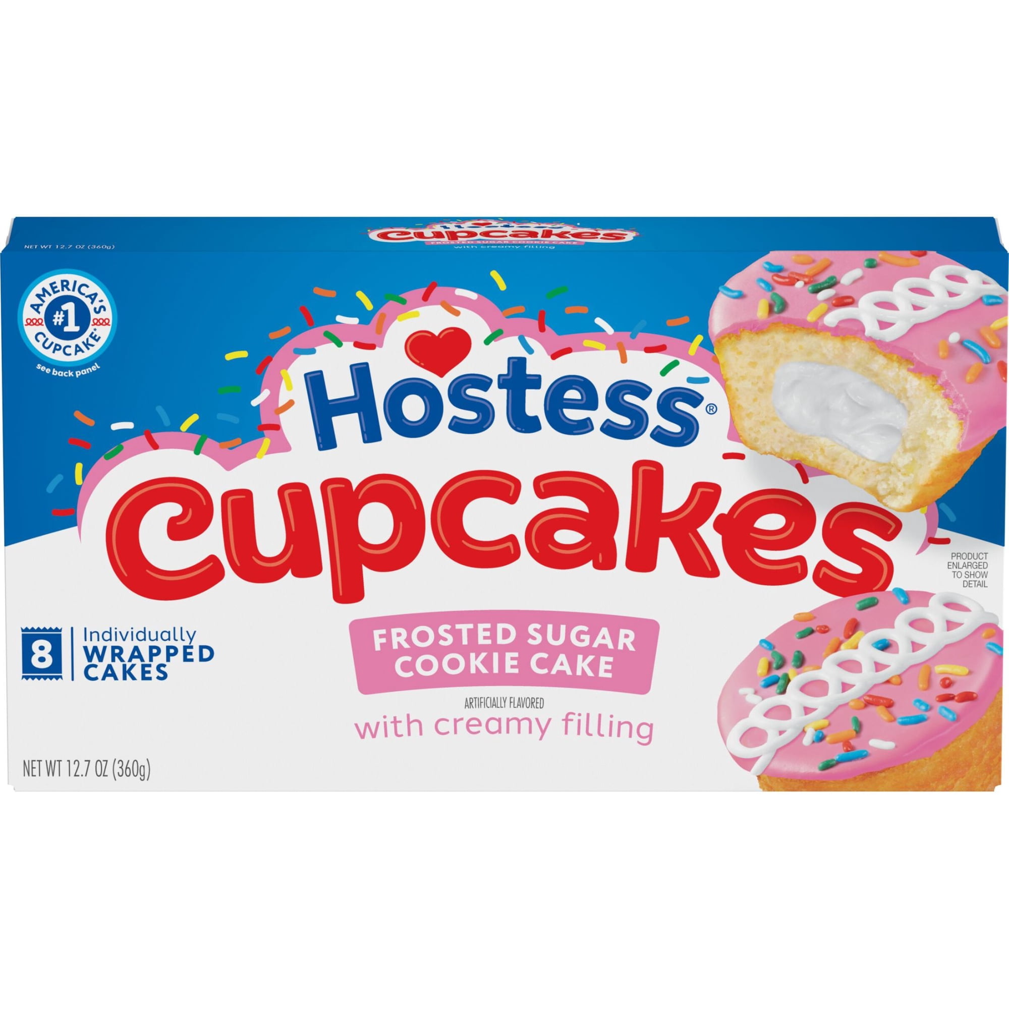 Hostess Cupcakes, Frosted Sugar Cookie Artificially Flavored Snack Cakes, 12.7 oz Box (8 Count, Individually Wrapped)