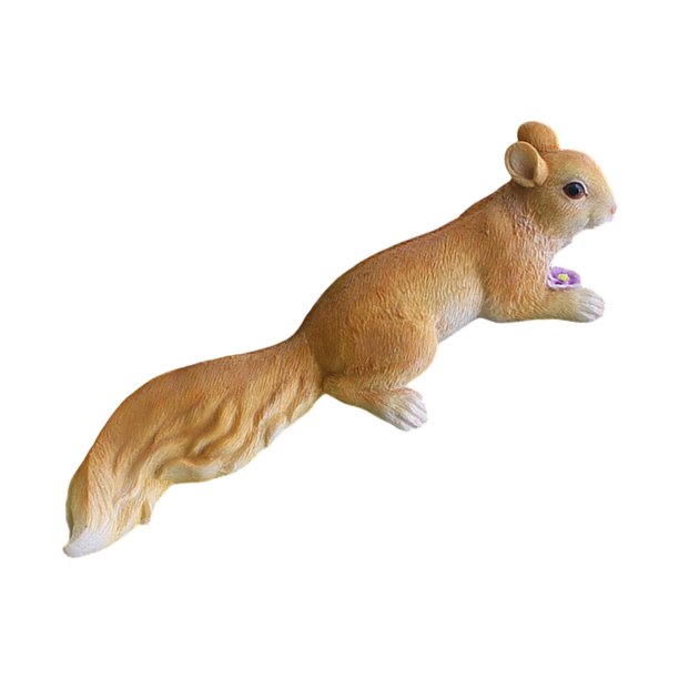Estatua de ardilla, adorno, juguetes infantiles, manualidades, accesorios de jardín, figura de resina, escultura de animal para paisajismo de jardines Flor amarilla de sostenimiento