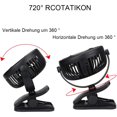 thumbnail image 3 of Qhui Mini USB Ventilador, Tragbarer Clip Tischventilator mit 2800mAh Wiederaufladbare Batterie, 3 Geschwindigkeitsstufen, 360° Drehung Leise Tischventilatoren Klein für Schlafzimmer, Büro, Kinderwagen Vhermosa Ventiladores, 3 of 6