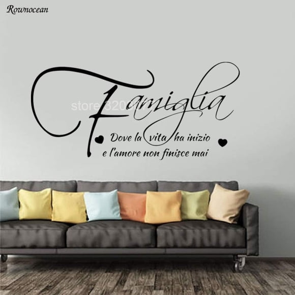 QTH Family Love Quotes On The Italian Wall Sticker Murali Frasia Famiglia Adesivi Da Parete Scritta Famouse Love Quotes Wall Sticker S 57X27Cm