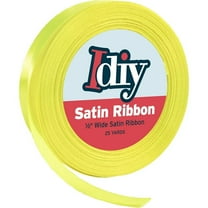 Idiy Satin Ribbon - 1/2, 50 Yards (Neon Yellow) - Great for DIY Crafts, Gift Wrapping, Wedding Decorations, Sewing Projects, Party, Decorative Embellishments, Hair Bows, Baby Showers, and More!