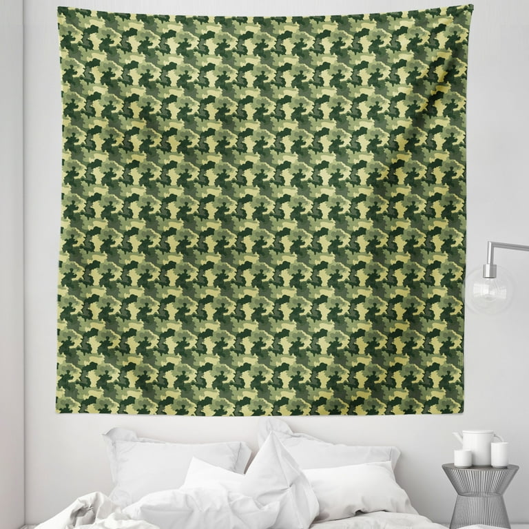 Army Green Tapestry Abstract Camo Irregular Forms and Polka Dots Forest Woodland Print Fabric Wall Hanging Decor for Bedroom Living Room Dorm 5 Sizes Khaki and Charcoal Grey by Ambesonne Walmart