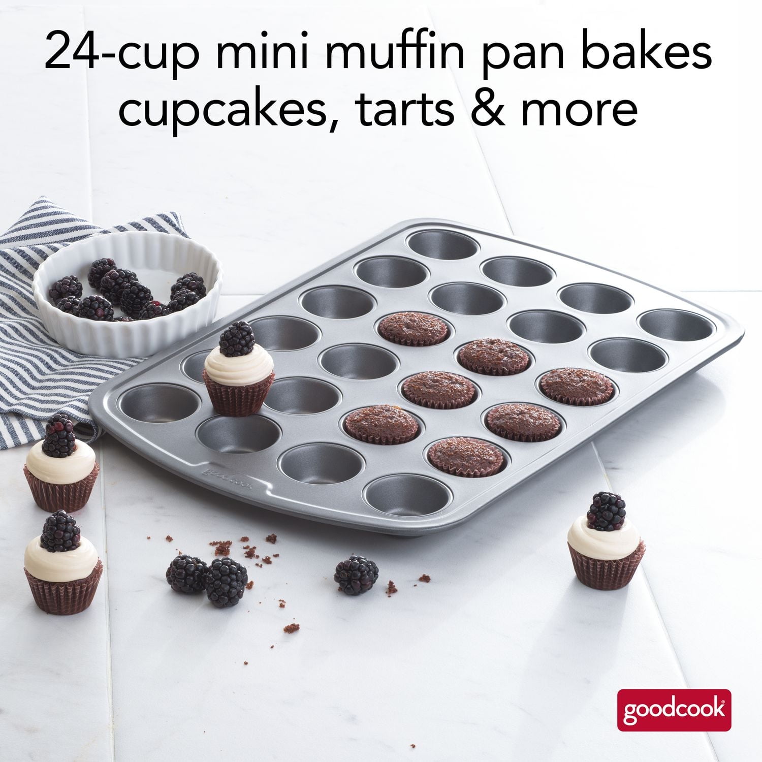 Goodcook Nonstick Mini Muffin Pan, 24 Cup, Mini muffin pan