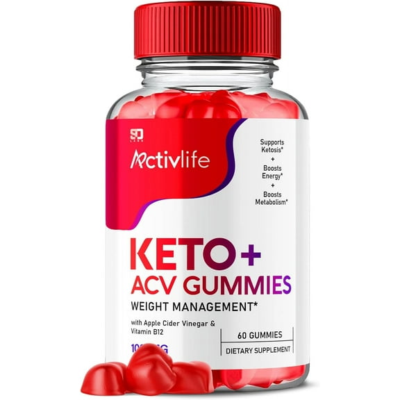 Activlife Keto Gummies - Apple Cider Vinegar Supplement for Energy & Focus - Dietary Supplement Gummies with Apple Cider Vinegar Folate Vitamin B12 B6 Beet Root (60 Gummies)