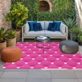 thumbnail image 2 of Pink Outdoor Rug for Patio/Deck/Porch, Non-Slip Large Area Rug 5 x 8 Ft, Modern Romantic Love Heart Plaid Striped Art Indoor Outdoor Rugs Washable Area Rugs, Reversible Camping Rug Carpet Runner, 2 of 8
