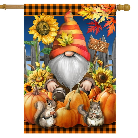 Briarwood Lane Gnome and Pumpkins House Flag