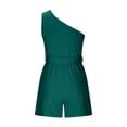 thumbnail image 5 of cfhntfmh Wide Leg Jumpsuit for Women off Shoulder Sleeveless Belt Loose Dressy Shorts Rompers with Pocket, 5 of 6