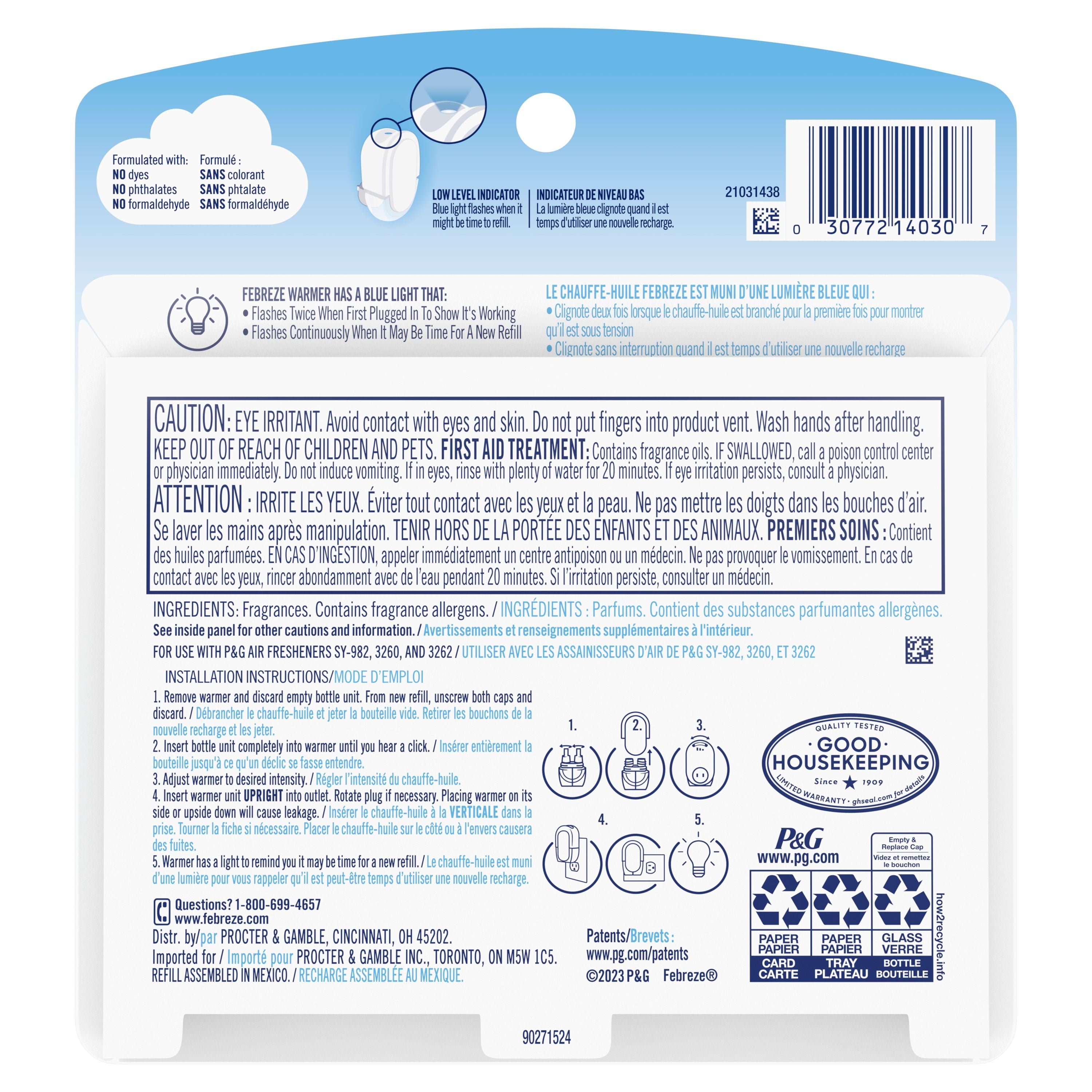 Febreze Plug In Air Freshener, Odor-Fighting Scented Oil Refill, Cherry Blossom 2 Refills