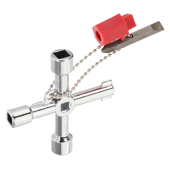Uxcell 4-Way Multi-Functional Utility Key, Universal Cross Key Stopcock Key 4 in 1 Triangle Square Key 2