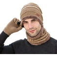 thumbnail image 5 of 3 Pieces Winter Warm Hat Scarf Glove Set Knit Thick Beanie Scarves Cap for Men, 5 of 7