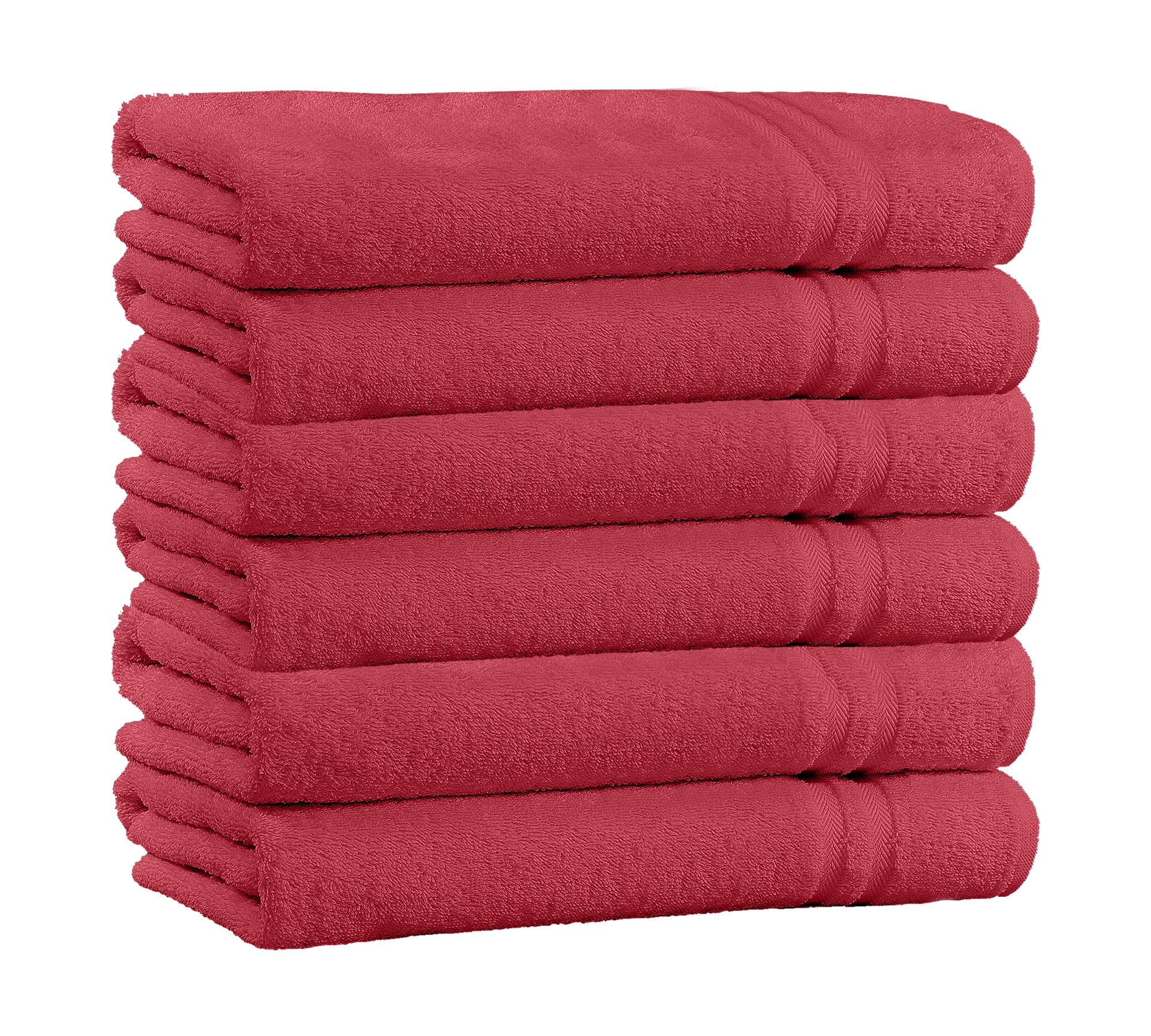 100% Cotton 4-Piece Bath Towels - Extra Soft Fade-Resistant Towels - 54 x  27 - (Raspberry) 
