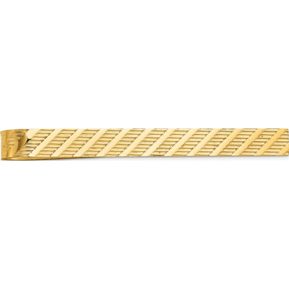 14K Yellow Gold Men's Textured Tie Bar (49 X 4.5) Made In United States mc147