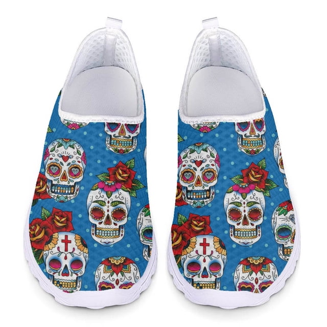 Zapatos casuales Doginthehole para mujer, diseño de calavera gótica en 3D, para el hogar y la playa, zapatos planos de diseñador para mujer, zapatos de plataforma cómodos para mujer