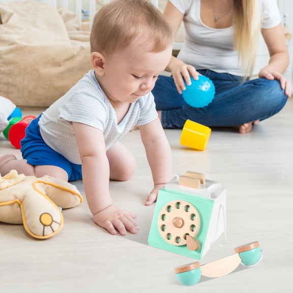 Loespoir Phone Classic Wooden Realistic Vintage, Funny Pretend Play Interactive Learning Old Phone For Kids, Toy Telephone For Imaginative Play, Gift