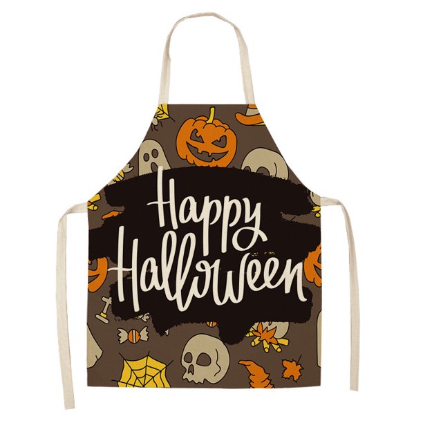 Delantal de Halloween de algodón y lino, delantal creativo con forma de castillo de calabaza para hacer delantal antiincrustante a prueba de aceite para el hogar en la cocina