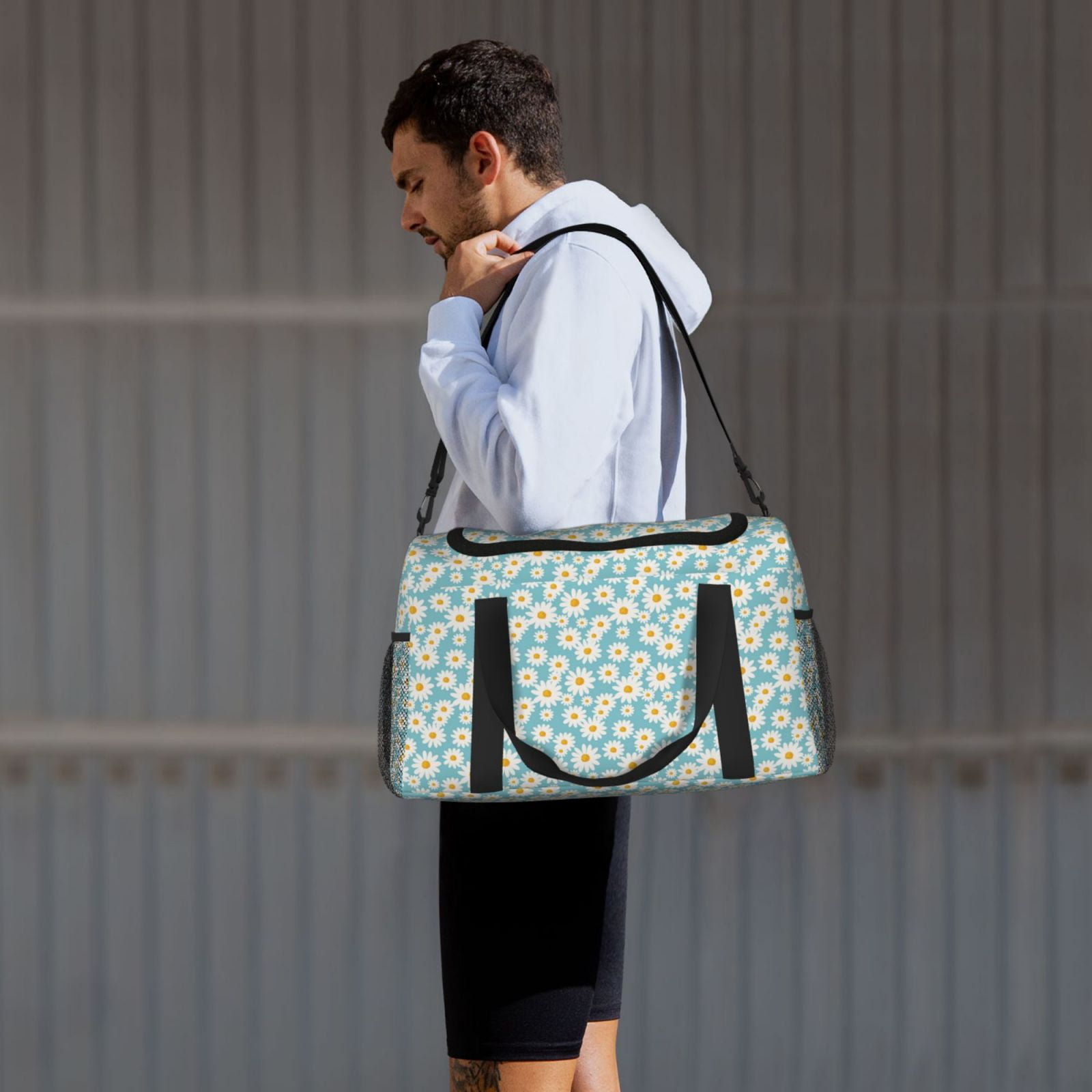 Fuzoiu Daisy Floral A Print Travel Duffle Bag,Carry On Tote Bags,Duffel Bag,Sport Gym Bag, Hospital Bag for Labor and Delivery, Overnight Bag,Luggage Bag
