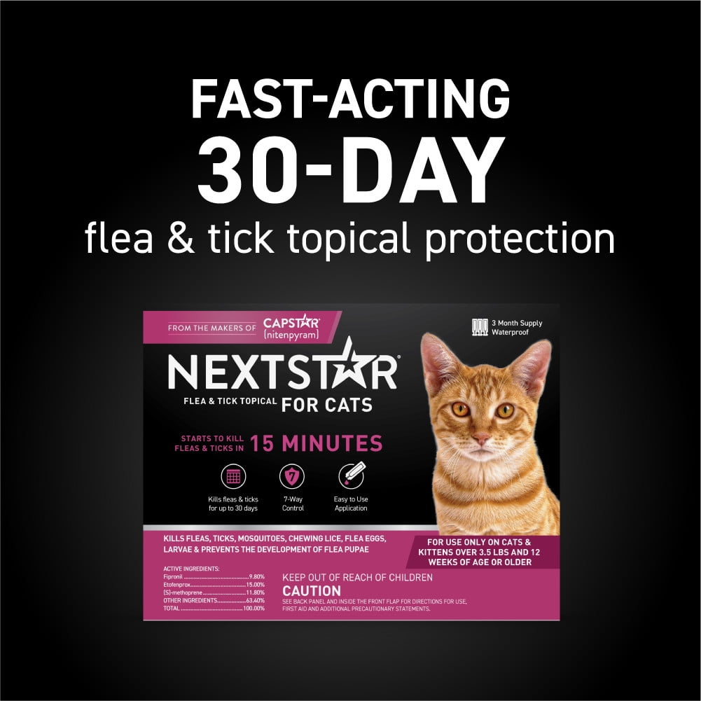 NEXTSTAR Flea & Tick Topical Prevention for Cats over 3.5 lbs, 3-Month Supply