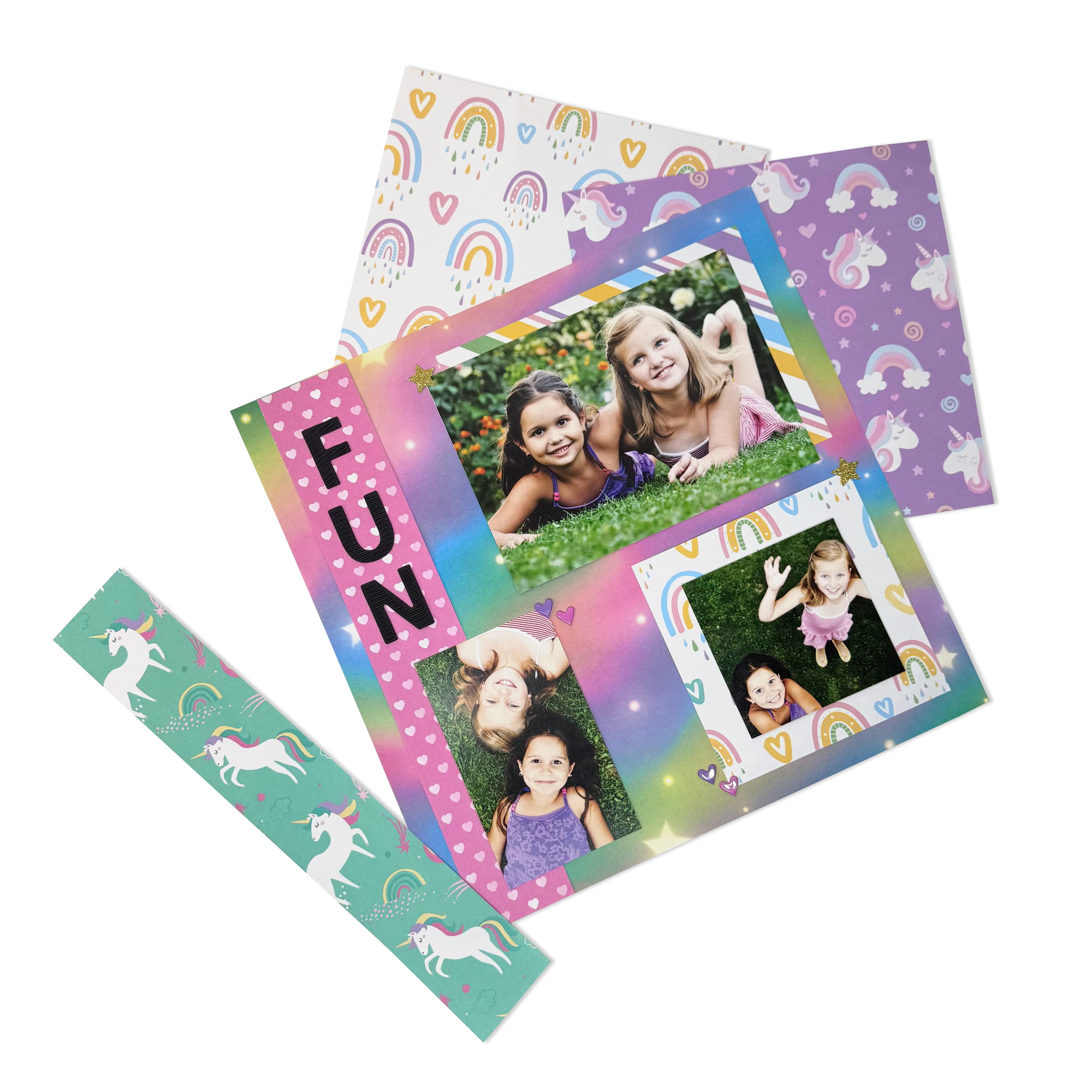 Hello Hobby Rainbow and Unicorns Multi-Size Paper Pack for Scrapbooking and Crafting