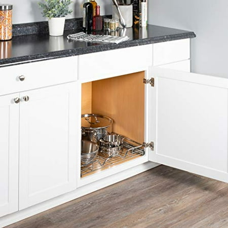pull out drawer cabinet organizer - heavy duty - slide out kitchen cabinet storage shelves sliding drawer for cabinet -22?w x 21?d - requires at least a 23? cabinet opening wire frame chr