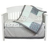 The Peanut Shell Crib Bedding Set - Grey and Aqua - Uptown Giraffe 4 Piece Baby Bedding Collection