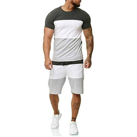 

Sport Suit for Men Two Piece Set Shorts T Shirt Fashion Print Short Sleeve Round Neck Casual Summer Workout Outfits