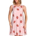 thumbnail image 1 of Balery Hand Drawn Strawberry Vestidos de verano para mujer con estampado: vestido holgado sin mangas, vestido playero informal y cómodo para días calurosos., 1 of 7