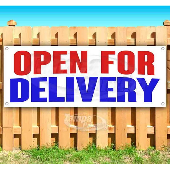 Open For Delivery 13 oz Vinyl Banner With Metal Grommets