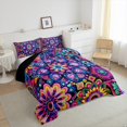 thumbnail image 3 of Manfei Retro Rustic Flower Full Size Comforter Sets,Boho bohemian Floral Bedding Comforter Set,Purple Blue Orange Bedding Sets For Girls Kids,Ultra Soft Home Decor Reversible,3 Pieces, 3 of 8