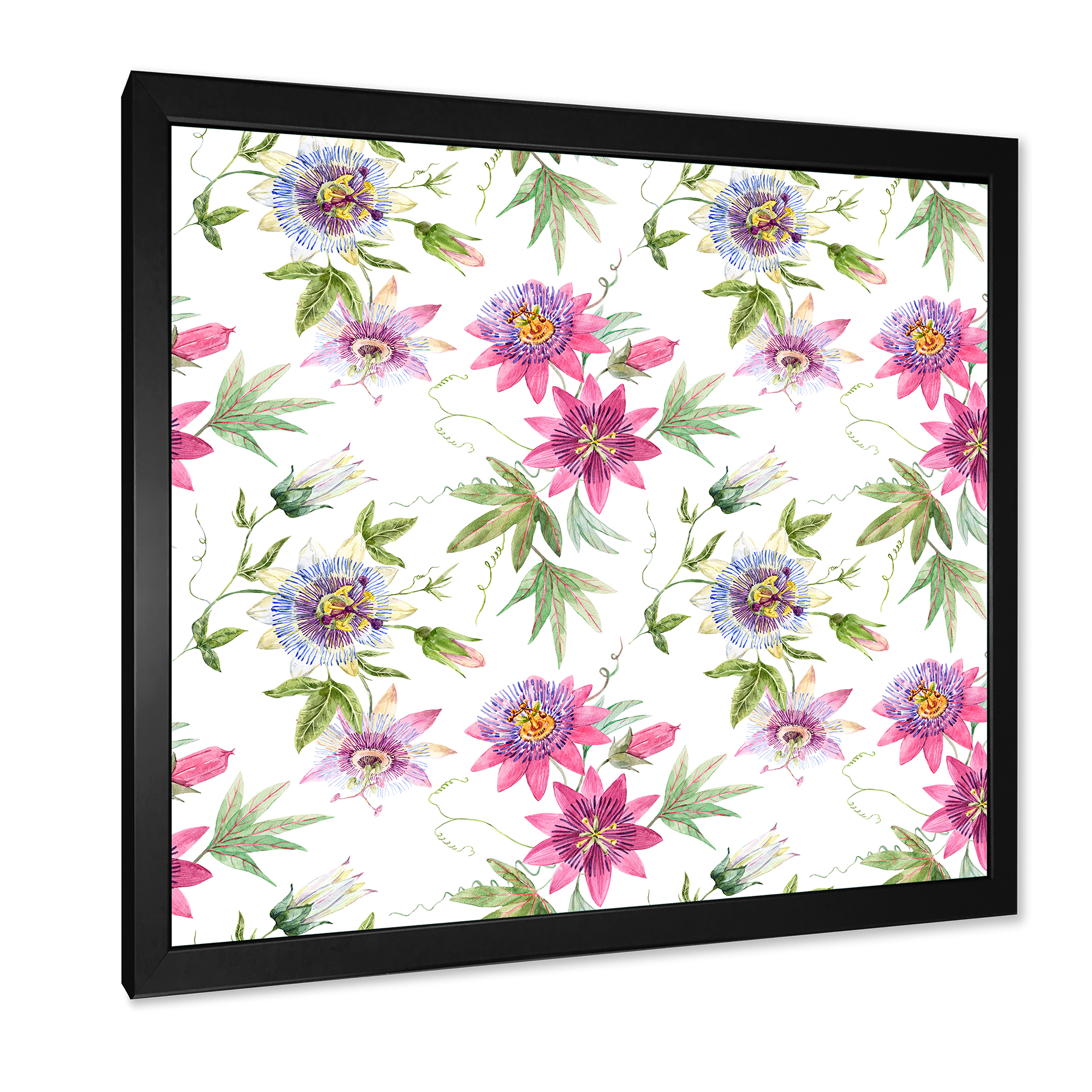 Designart 'Pink Passionflower Flowers and Petals' Traditional Framed Art Print