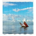 thumbnail image 3 of Ambesonne Nautical Shower Curtain, Ship Wreck Landscape, 69"Wx70"L, Blue White, 3 of 5
