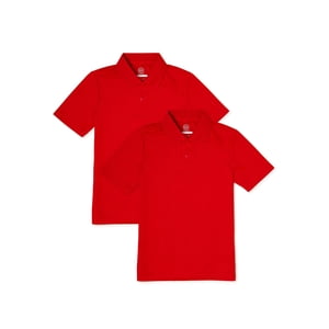 Wonder Nation Boys School Uniform Performance Polo, 2-Pack