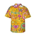 thumbnail image 3 of Easygdp Peace Love and Dove Flower Power Men's Hawaiian Shirts Print Lapel Short Sleeve for Beach, vacation, party, casual occasions - 3X-Large, 3 of 9