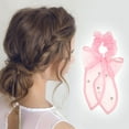 thumbnail image 2 of Unique Bargains 1 Pc Grace Rhinestones Bow Scrunchie Hair Elastic Band Pink, 2 of 5