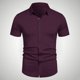 thumbnail image 2 of Los Hombres de Manga Corta Botón Arriba Camisa de Negocios Casual Color Sólido Botón Solapa Camisa de Moda, Poliéster con Corbata, Lavado de Manos, 2 of 7