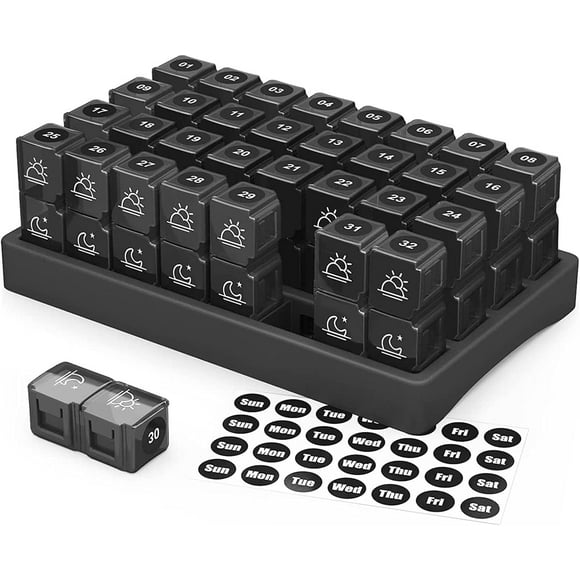 Month Pill Box, Month Morning Evening Pill Box, 1 Month Medicine Box, 31 Day Pill Box, 1 Compartments, Pill Box for Pills, Vitamins, Fish Oil, Capsule,