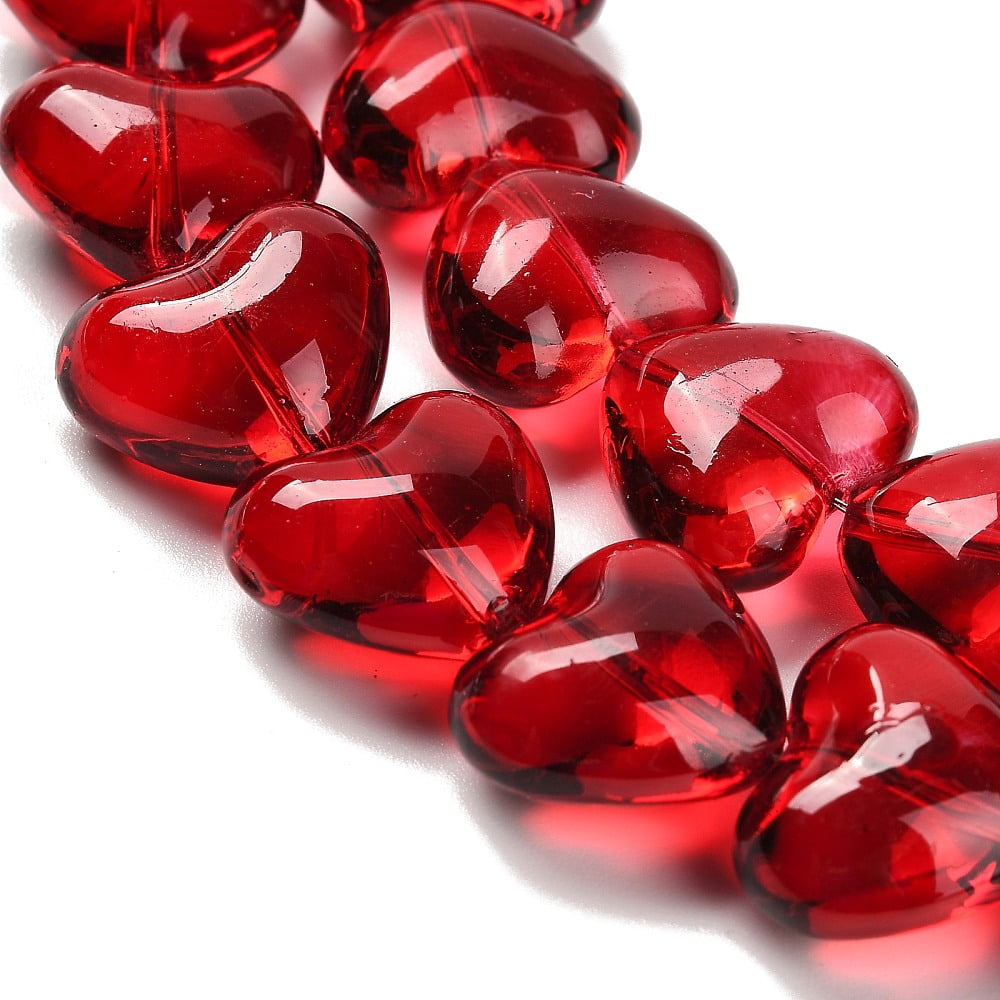 10Strand Electroplate Glass Beads Strands Heart Red 12.2x15x8mm Hole: 1mm about 50pcs/strand 23.62''(60cm)