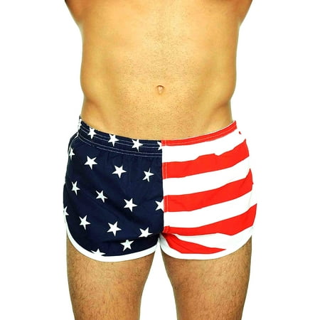 UZZI Mens Side Split Running Shorts American Flag Swimwear | Walmart Canada