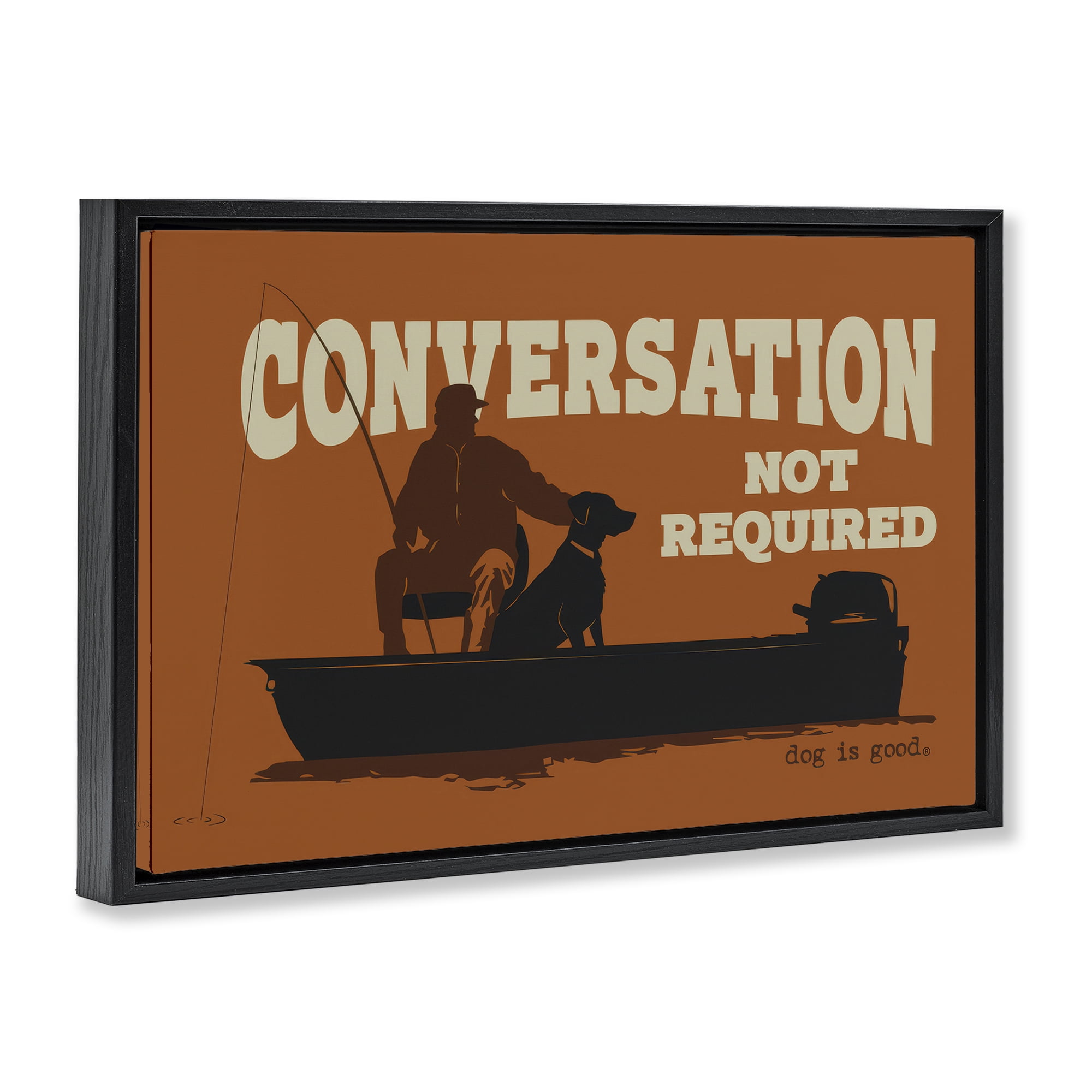 Stupell Industries Conversation Not Required Dog People Painting Black Floater Framed Canvas Art Print Wall Art, 31 x 21