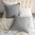 thumbnail image 3 of Ntbay 2 Pack Breathable Cotton Euro Pillow Shams,3 Layer Muslin Decorative Square Pillow Covers with Envelope Closure, 26" x 26", Gray Geometric, 3 of 5