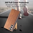 thumbnail image 6 of Premium PU Leather Flip Folio Case for Samsung Galaxy S23 Plus, Magnetic Closure Protective Case Kickstand Card Cash Slot Shockproof Durable Wallet Cover Soft TPU Inner Phone Case - Brown, 6 of 17