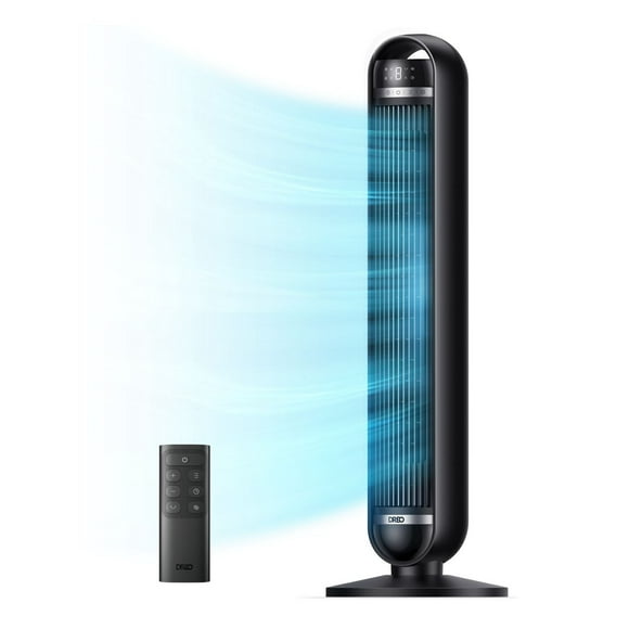 Dreo Home Tower Fan, 27ft/s Velocity Quiet Floor Fan, 90° Oscillating Fans for Indoors with 8 Speeds, 4 Modes, Remote Control, Standing Fans, Bladeless Fan, Black, Nomad DC, Dreo Home 36" Tower Fan