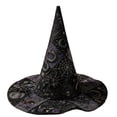 thumbnail image 2 of Witch Hat for Women Halloween Vintage Floral Pointed Wizard Hat Ghost Wide Brim Quilted Cosplay Costume Accessories Adults, 2 of 4
