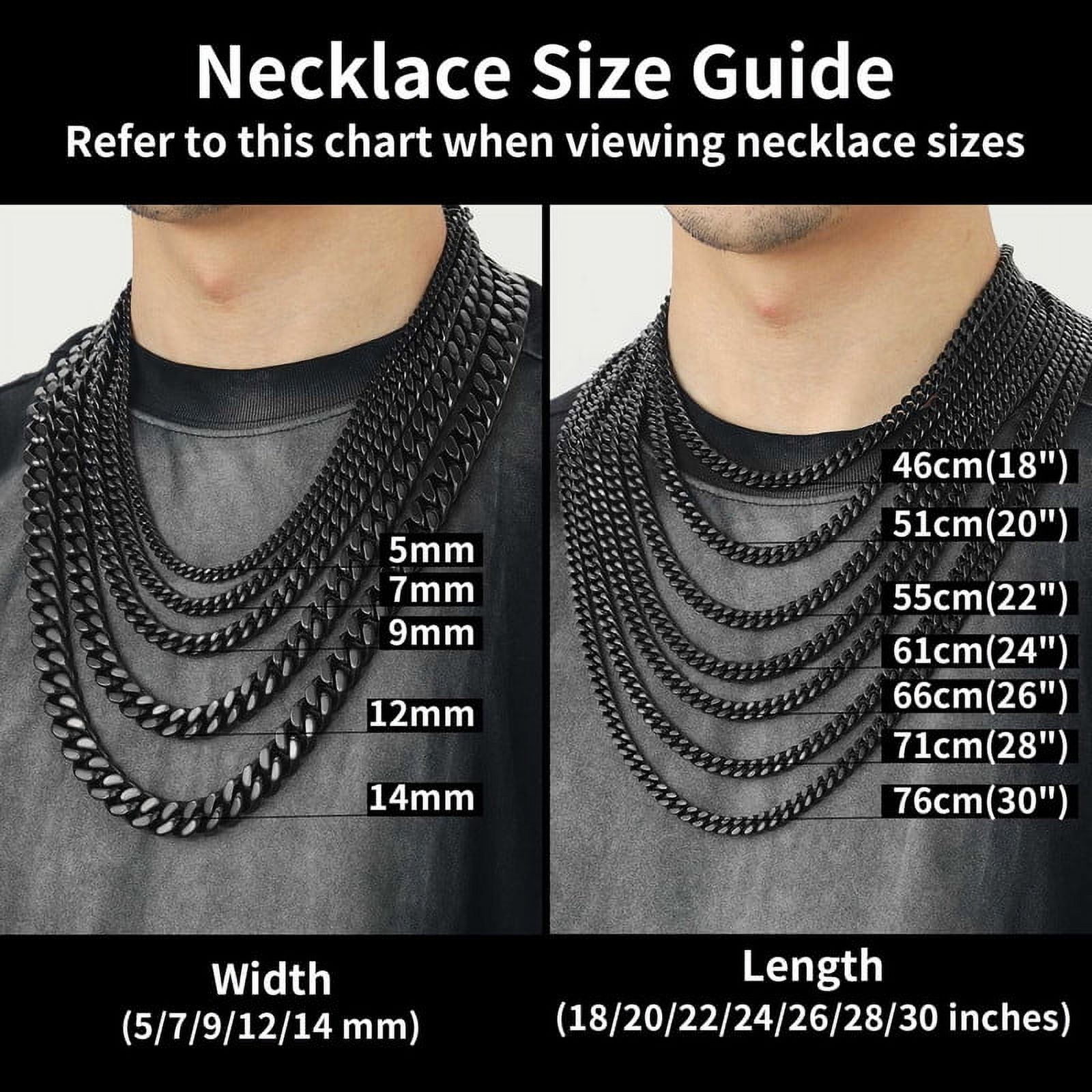 ChainsHouse Cuban Link Chains for Men Stainless Steel Black Chain Necklace 5mm Heavy Easy Clasp Tranish Resistant Durable Hip Hop Mens Jewelry Gift, 18"-30"
