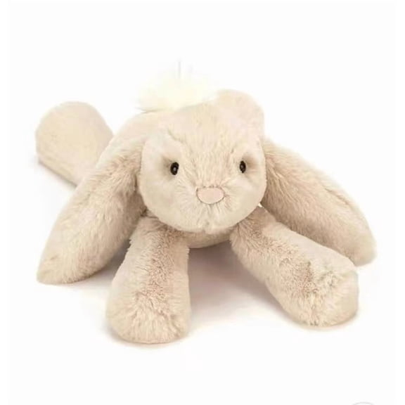 Jellycat Smudge Bunny Stuffed Animal, 11.8" | Soft Beige Lying Bunny Plush Toy with Floppy Ears, Cuddly Gift for Kids & Adults