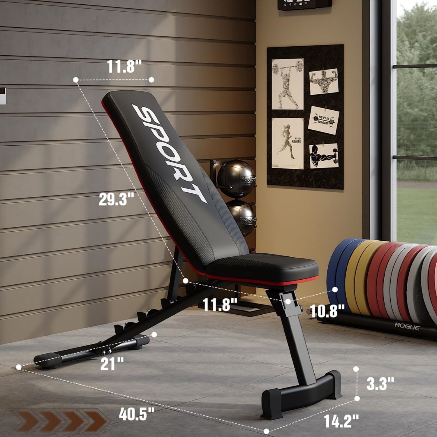 Riedhoff Adjustable Weight Bench for Full Body Workout, with 5 Positions, Black