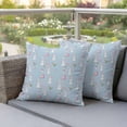 thumbnail image 4 of Easter Rabbits Pillow Covers 2 Pack Spring Bunny Carrots Love Gift Boxes Blue Background Pillowcase Waterproof Outdoor Throw Pillow Cover for Patio Garden Square Cushion 18”x18”, 4 of 9