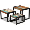thumbnail image 1 of vidaXL Three Piece Nesting Tables Solid Reclaimed Wood, 1 of 5